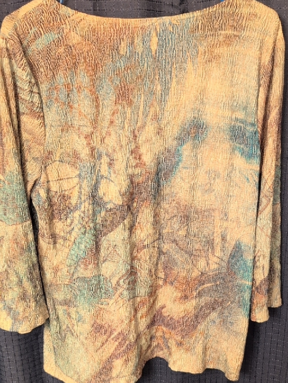 Like New Coldwater Creek Long Sleeve Scoop Neck Top in Tan and Blue 14/16 - Picture 4 of 11